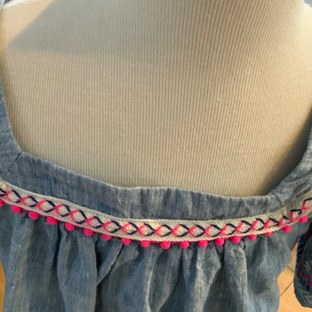 Cat & Jack Blue Square-Necked Dress with Embroidery